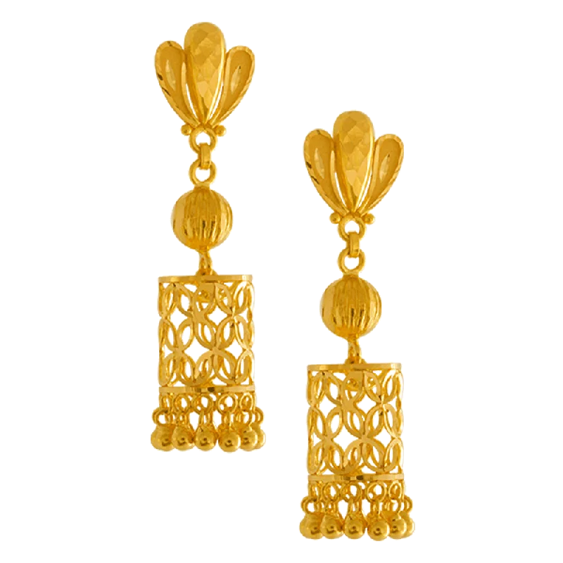 Women’s gemstone earrings-22KT Yellow Gold Jhumki Earrings For Women