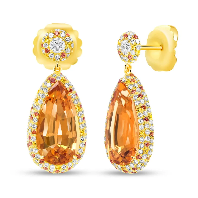 Women’s bold earrings-Uneek Precious Collection Halo Pear Shaped Topaz Dangle Earrings