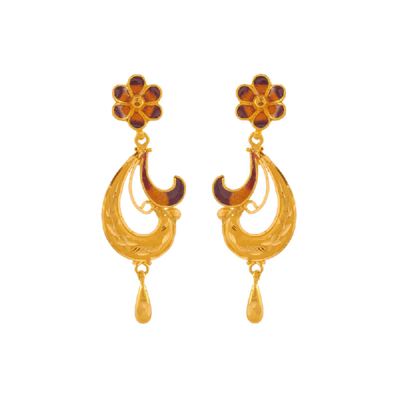 Women’s trendy earrings-22KT Yellow Gold Drop Earrings For Women