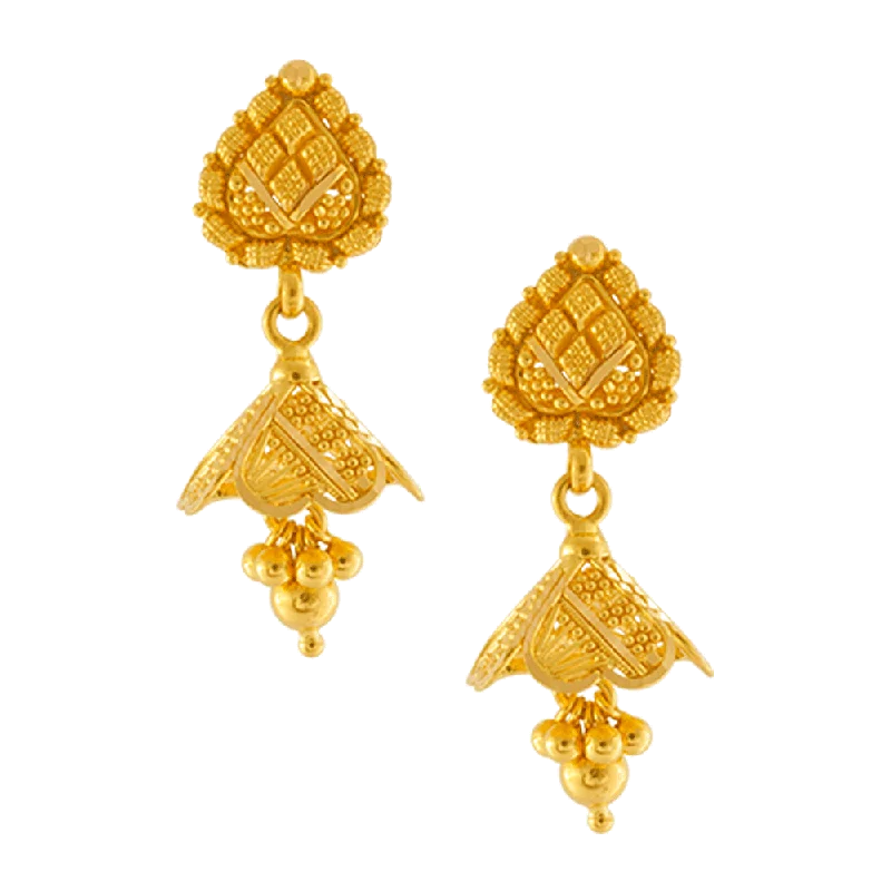 Women’s birthstone earrings-22KT Yellow Gold Jhumki Earrings For Women