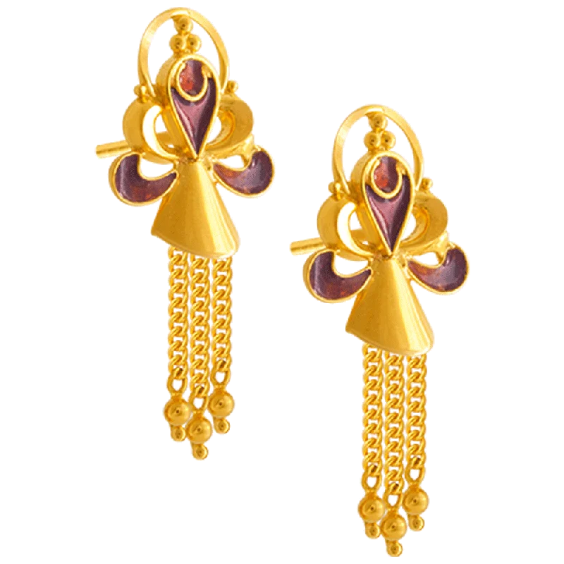 Women’s custom earrings-22KT Yellow Gold Jhumki Earrings For Women