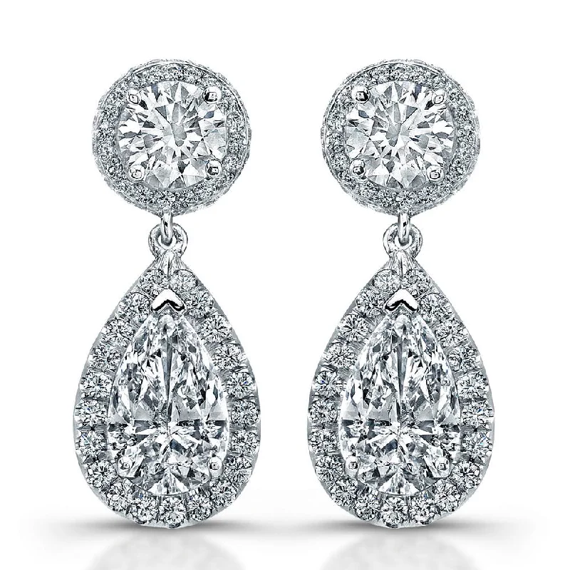 Women’s dangling crystal earrings-Uneek Pear-Shaped Diamond Drop Earrings