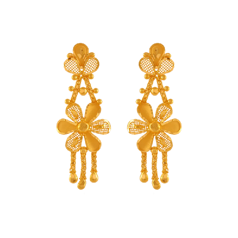 Women’s classic earrings-22KT Yellow Gold Drop Earrings For Women