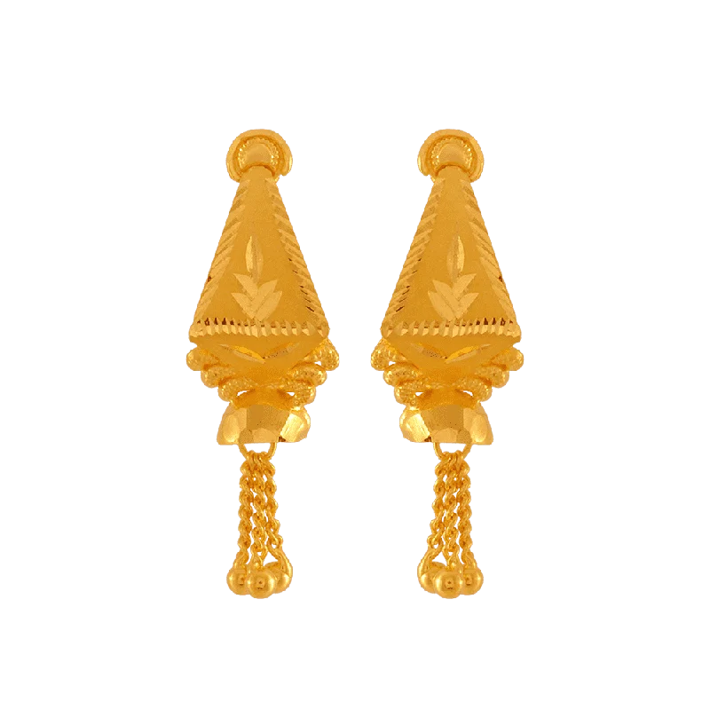 Women’s unique earrings-22KT Yellow Gold Drop Earrings For Women