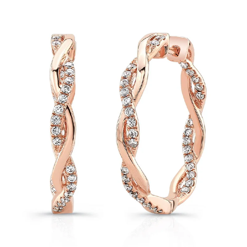 Women’s hoop earrings-Uneek Stackable Collection Twist Hoop Earrings