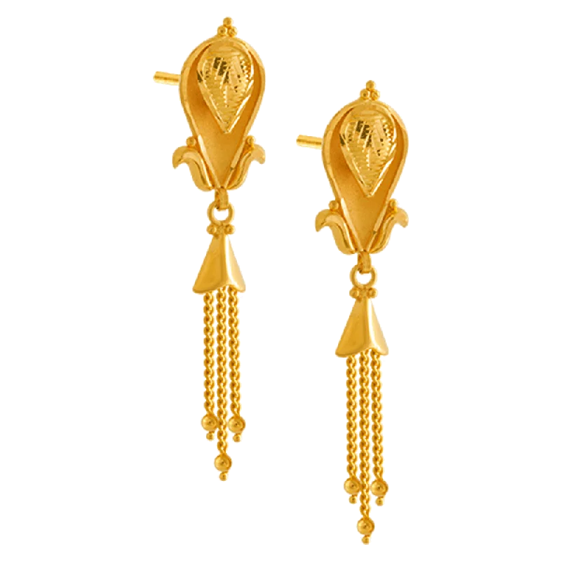 Women’s crystal earrings-22KT Yellow Gold Jhumki Earrings For Women