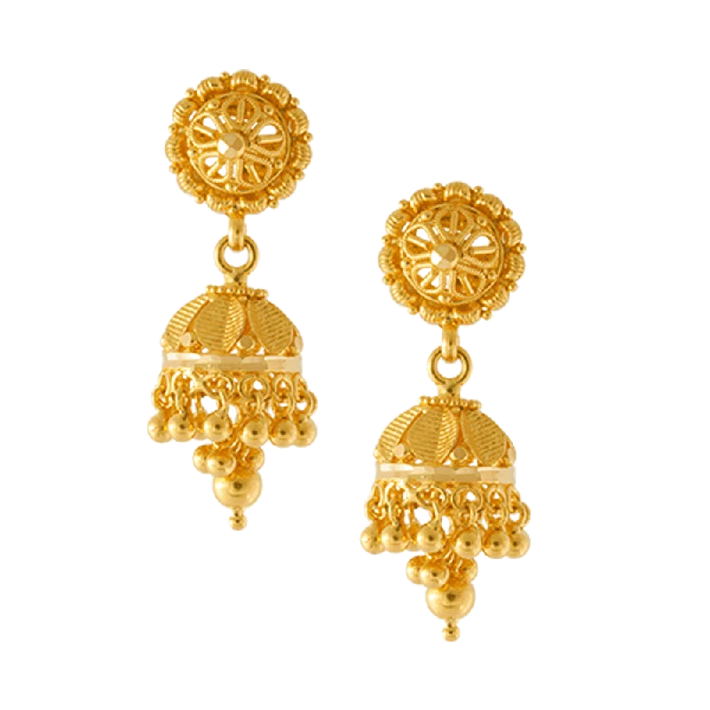 Women’s silver hoop drop earrings-22KT Yellow Gold Jhumki Earrings For Women