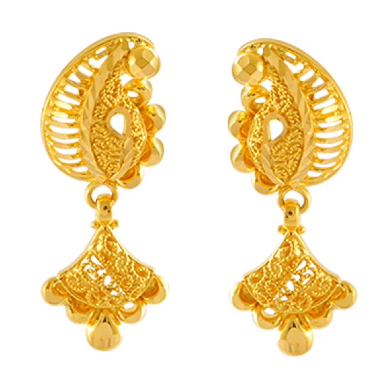 Women’s gold dangle earrings-22KT Yellow Gold Jhumki Earrings For Women