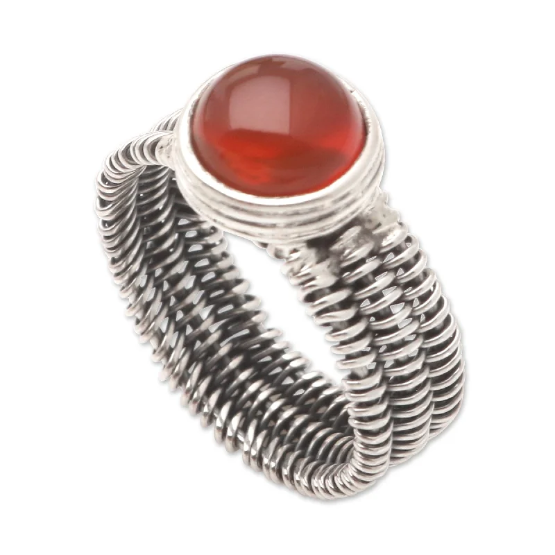 Women’s handmade rings-Novica Handmade Wrapped Up In Fire Carnelian Single Stone Ring