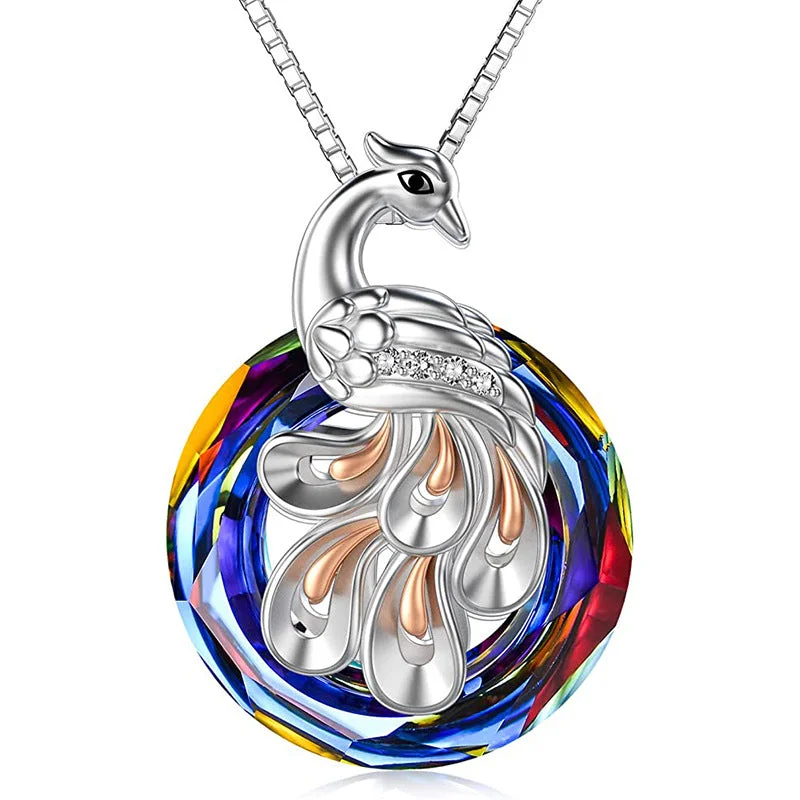 Color Crystal-Two-Color Water Drop Firebird Phoenix-Necklace