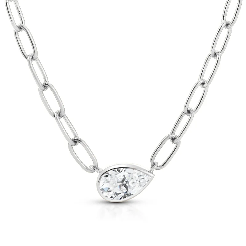 Women’s birthstone necklaces-1.00 Carat Pear Shape Link Necklace