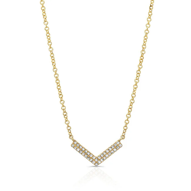 Women’s chic chain necklaces-Diamond V-Pendant