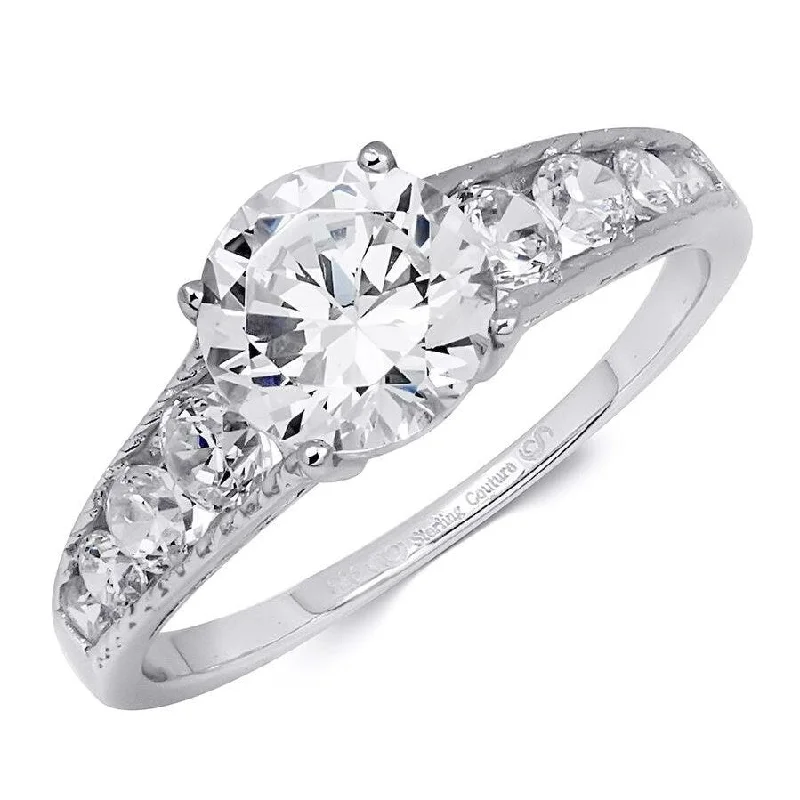 Women’s vintage-inspired engagement rings-2.00 Carat Round Cut Cubic Zirconia Ring Authentic Sterling Silver