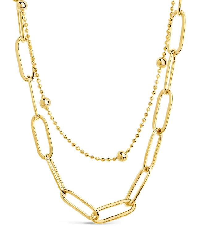 Women’s high-end necklaces-Leah Beaded & Paperclip Layered Chain Necklace