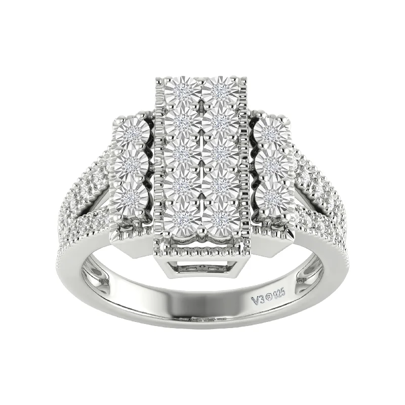 Sterling Silver 1/5 CTTW Natural White Diamond Ring