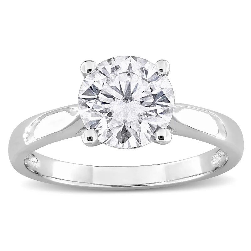 Women’s wedding ring sets-Miadora 1 4/5ct DEW Round-cut Created Moissanite Solitaire Ring in Sterling Silver