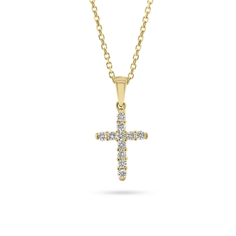 Women’s fancy necklaces-Diamond 11-Stone Cross Pendant