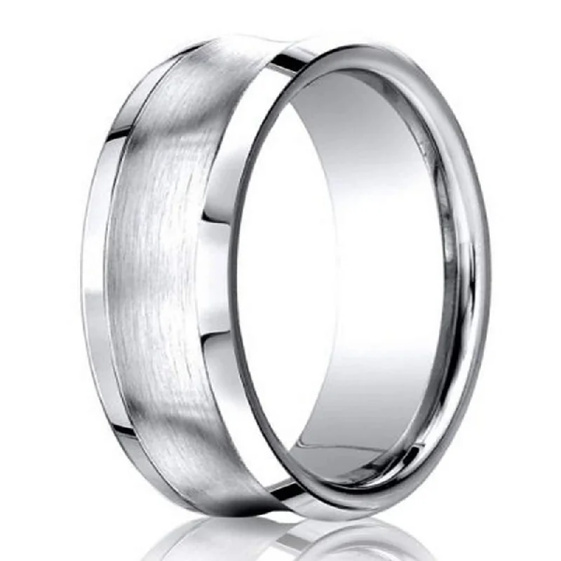 Women’s luxury engagement rings-Designer Wedding Ring For Men in Cobalt Chrome, Concave, 7mm