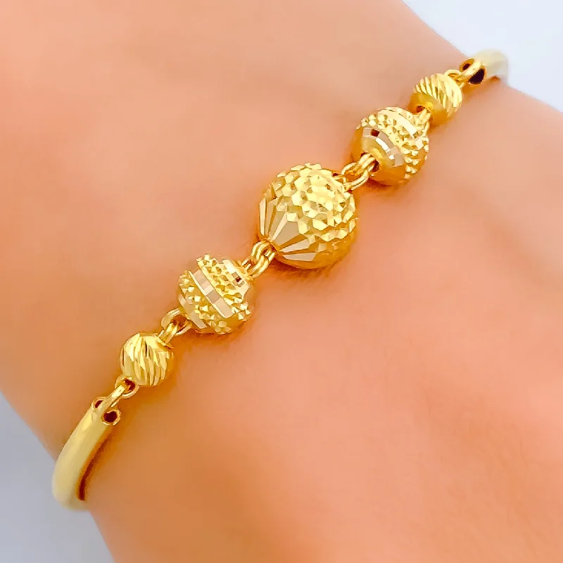 Women’s chain bracelets-Beautiful Multi-Bead 22k Gold Flexi Bangle Bracelet