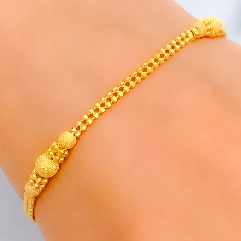 Women’s gemstone cuff bracelets-Delicate Bead 22K Gold Bracelet