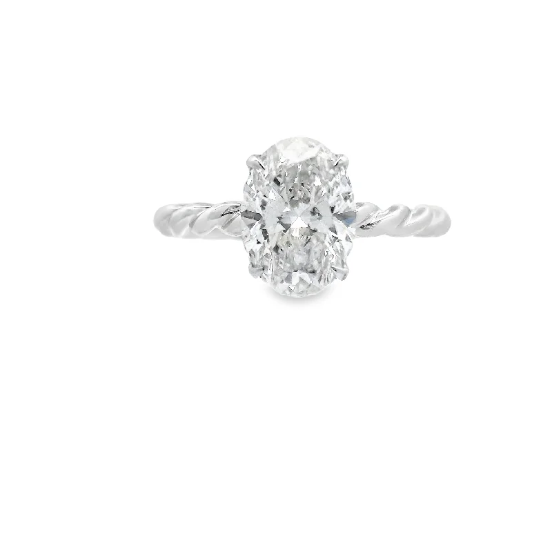 Women’s oval diamond engagement rings-TWIST SHANK DIAMOND ENGAGEMENT RING