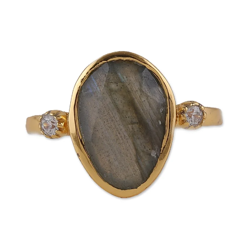 Women’s trendy rings-Novica Handmade Evening Light Gold-Plated Labradorite Cocktail Ring