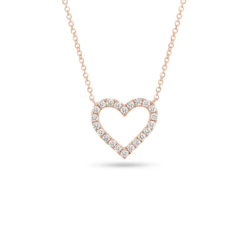 Women’s wedding necklaces-Diamond Classic Open Heart Pendant