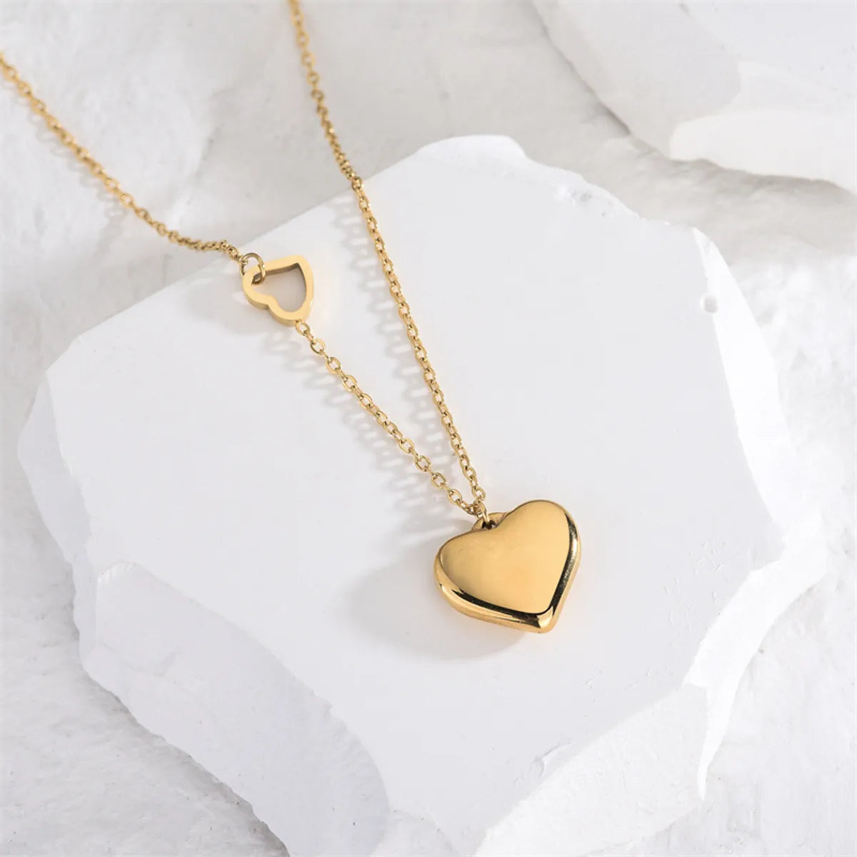 Women’s chic necklaces-Fashion Heart Shape Titanium Steel Plating Pendant Necklace 1 Piece