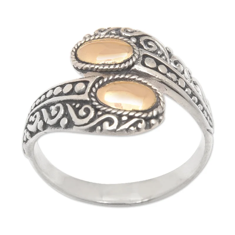 Women’s large rings-Novica Handmade Golden Encounter Gold-Accented Cocktail Ring