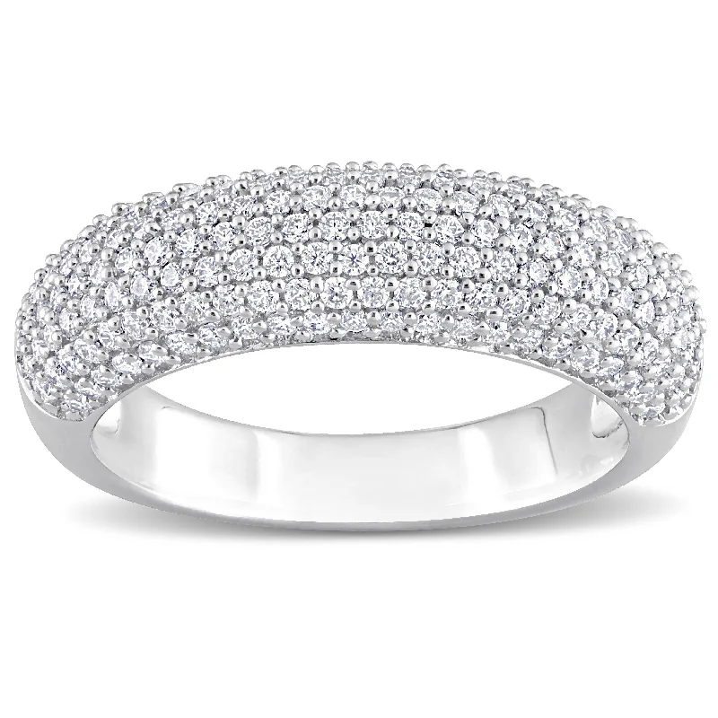 Women’s eternity diamond rings-Miadora 4/5ct DEW Created Moissanite Semi-Eternity Ring in Sterling Silver