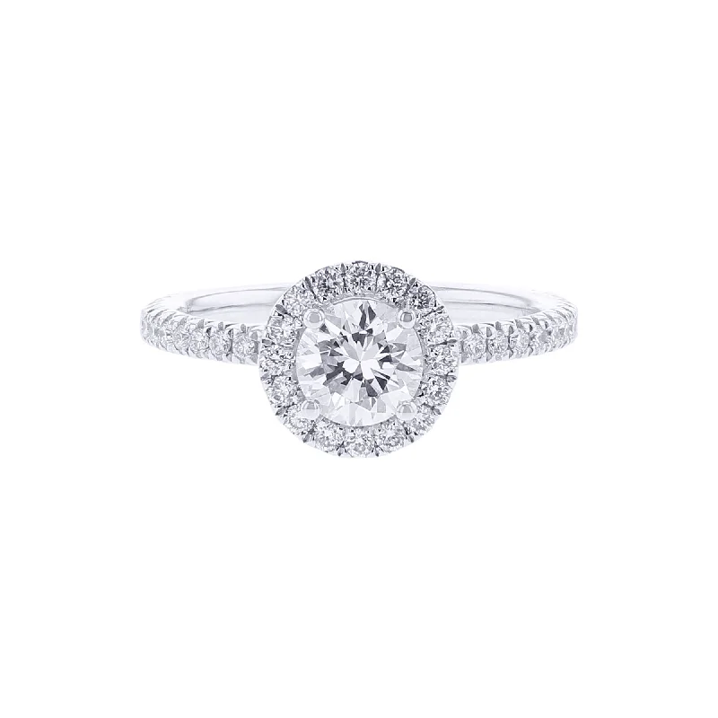 Women’s oval diamond engagement rings-Saylor Certified Ready for Love Diamond Halo Engagement Ring 1ct