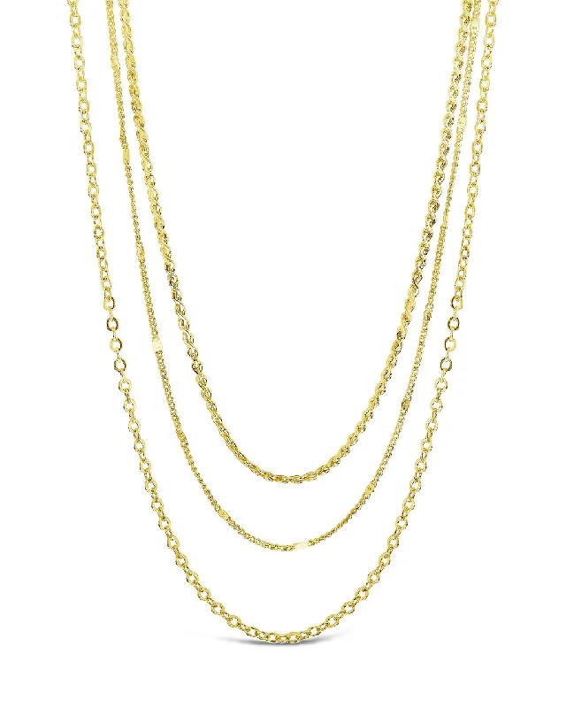 Women’s wedding necklaces-Dainty Three Layer Chain Necklace