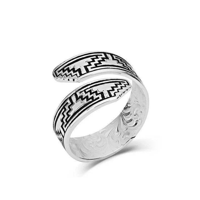 Women’s trendy rings-Montana Silversmiths Ring Women Southwestern Escape Wrap Etched RG5592 - Silver