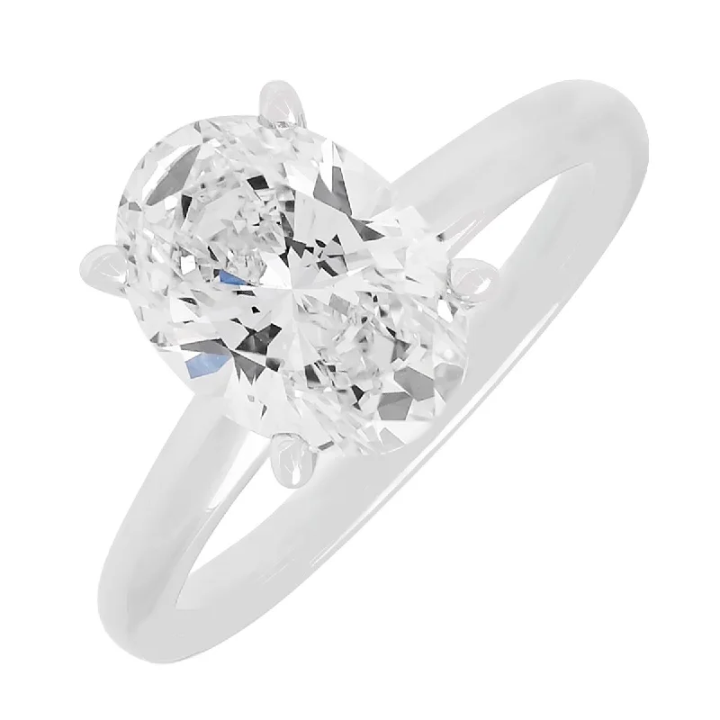 Women’s engagement rings with intricate bands-Lab Grown Oval Diamond Solitaire Engagement Ring in 14kt White Gold (2ct)