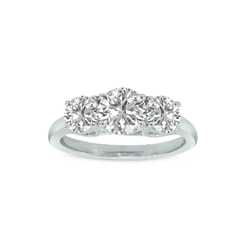 Women’s square rings-Marquee 1.50 Carat TW Three Stone Lab Grown Diamond Ring in 14K White Gold