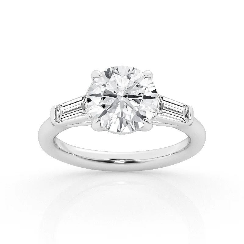 Women’s round engagement rings-DIAMOND ENGAGEMENT RING – 3 CT ROUND CENTER