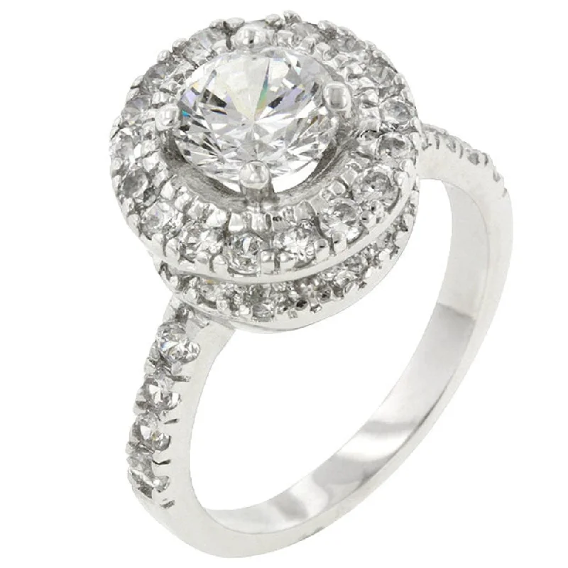 Women’s vintage-style rings-Rhodium Plated Majestic Cubic Zirconia Ring