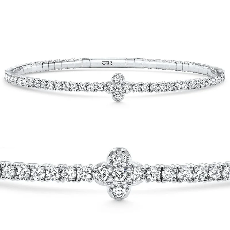 Women’s gemstone bangles-3.70Ct Diamond Flexible Tennis Bangle Bracelet White Gold Lab Grown