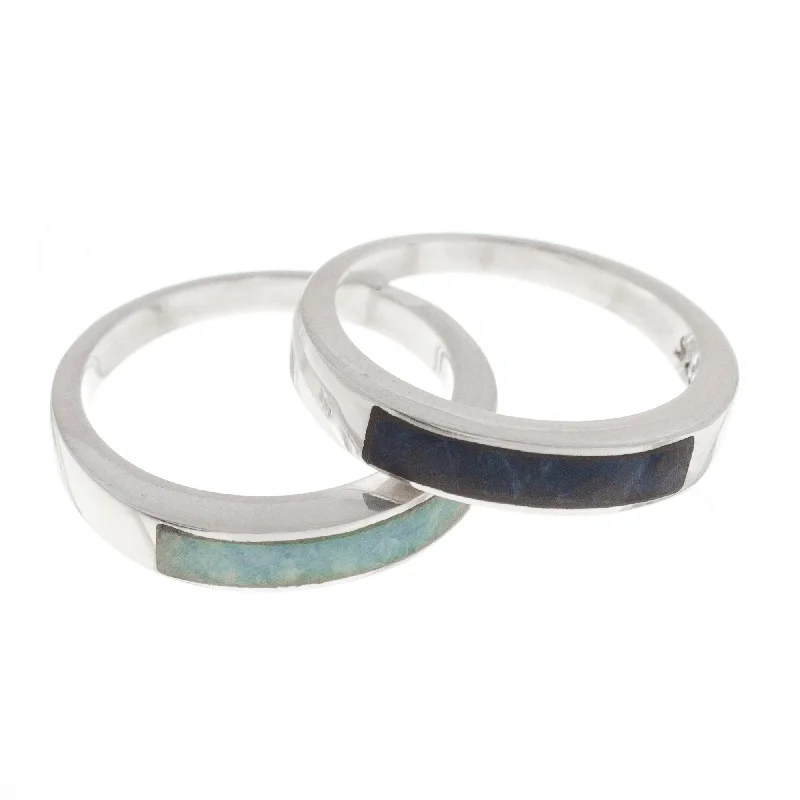 Women’s solitaire rings-Novica Handmade Dual Enchantment Sodalite And Amazonite Band Rings (Pair)