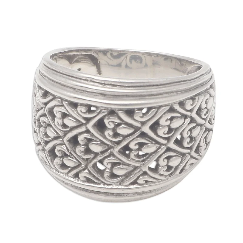 Women’s art deco rings-Novica Handmade Intricate Pattern Sterling Silver Band Ring