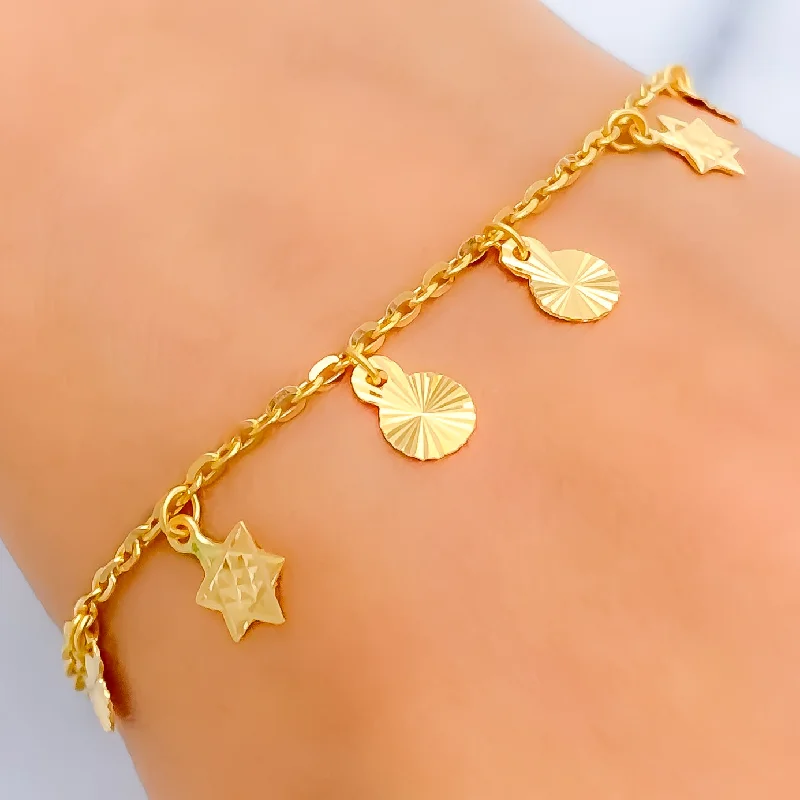 Women’s bangles sets-Plush Charming 22K Gold Charm Bracelet