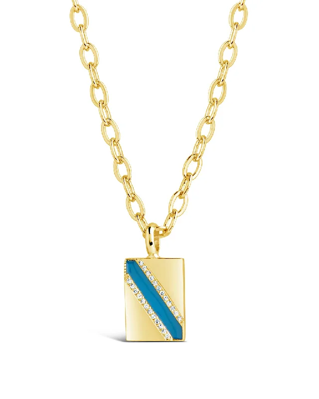 Women’s symbolic necklaces-Calliope Enamel Rectangle Pendant Necklace