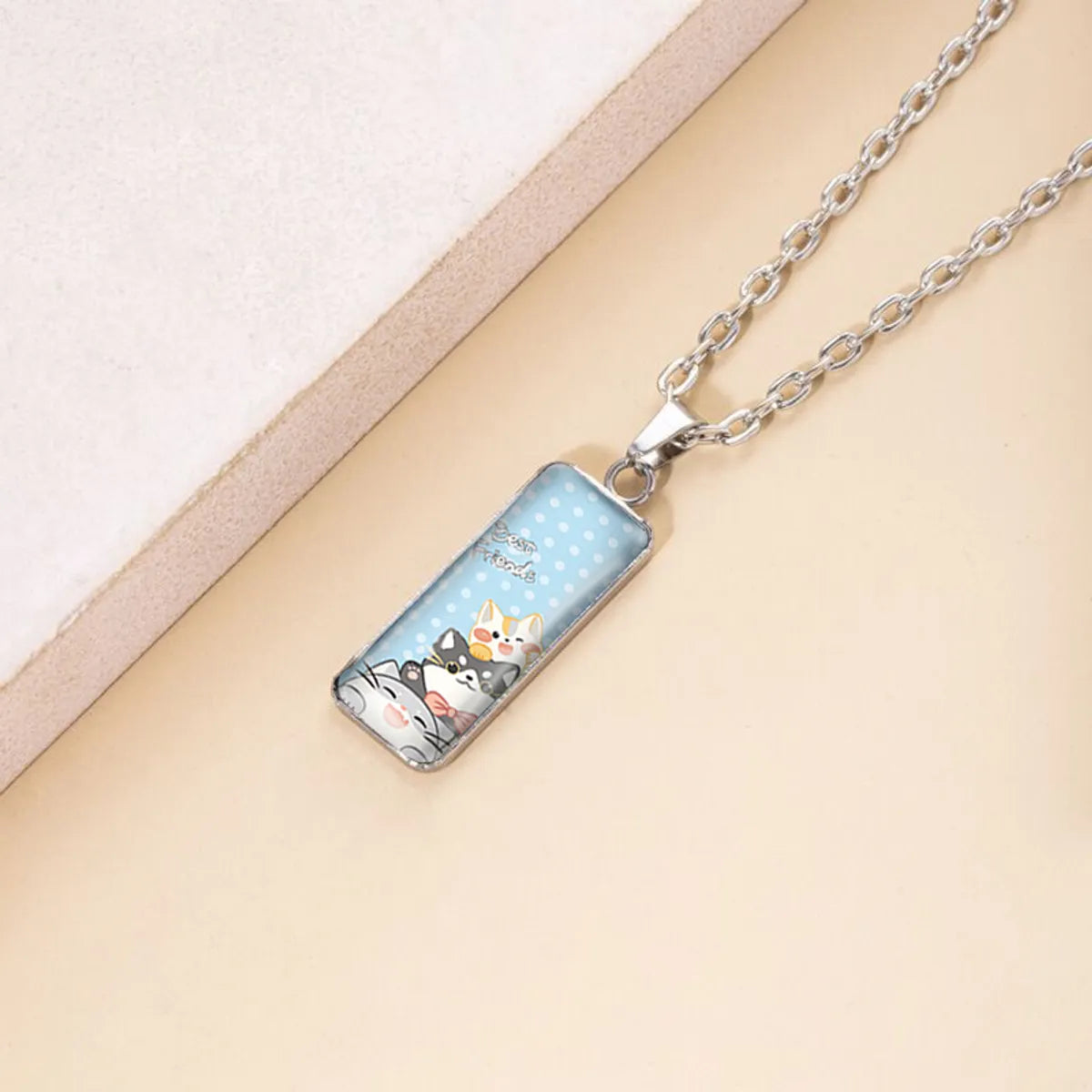 Women’s long chain necklaces-Simple Style Cat Alloy Patchwork Women's Pendant Necklace