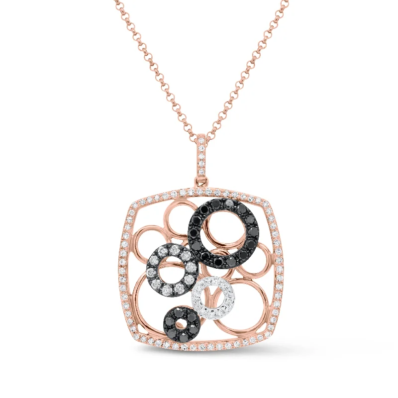 Women’s gold chain necklaces-Black Diamond Circles Pendant