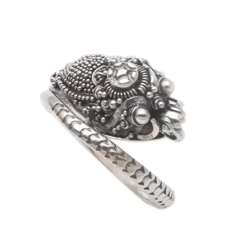 Women’s radiant cut rings-Novica Handmade Mythical Snake Sterling Silver Cocktail Ring