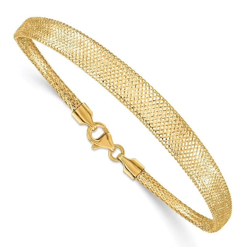 Women’s opal bracelets-Curata 14k Yellow Gold 6.92mmStretch Mesh Graduated Bracelet 7 Inch