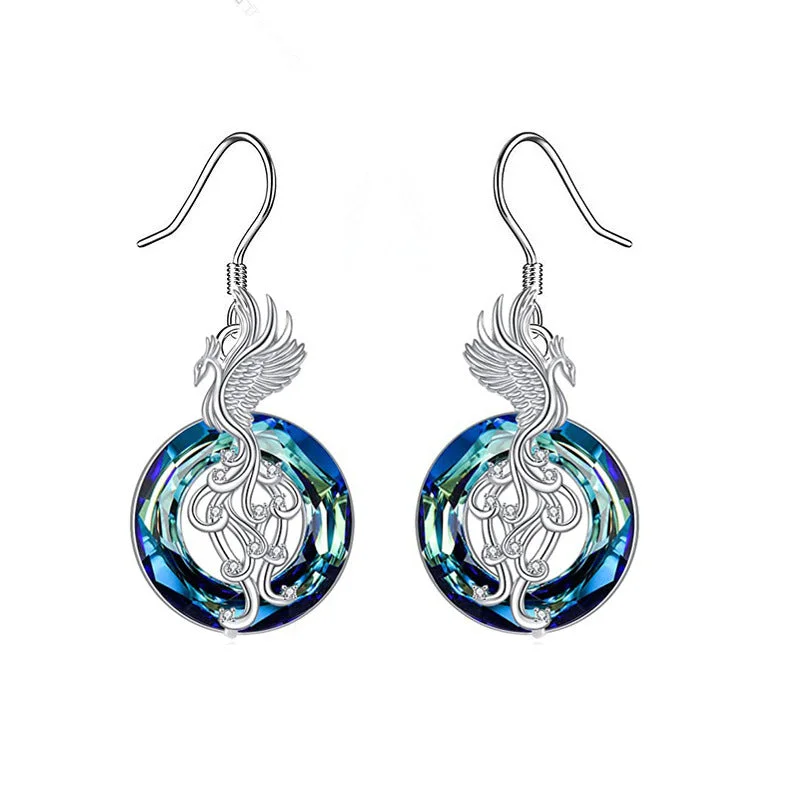 Blue Crystal-Firebird Phoenix-Earrings