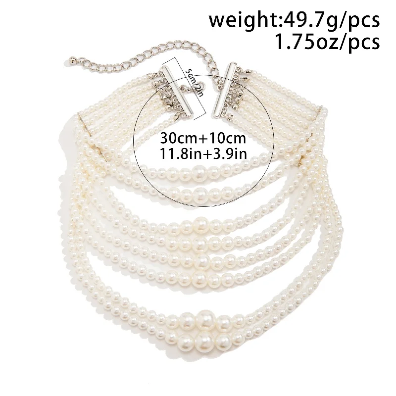 Women’s charm necklaces-Elegant Retro Irregular Geometric Imitation Pearl Wholesale Layered Necklaces