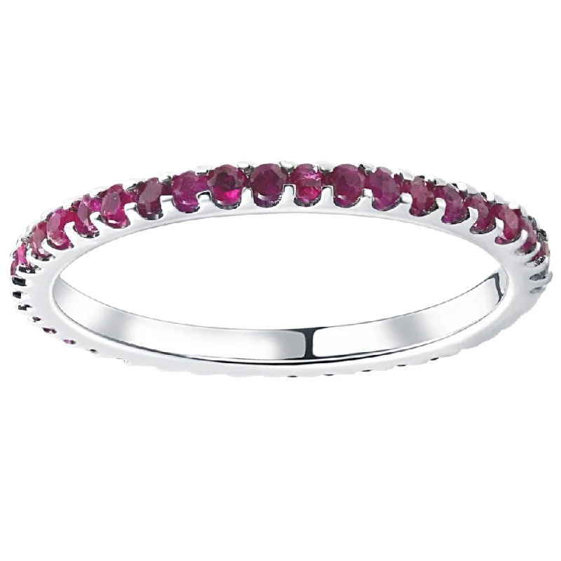 3/4Ct Genuine Ruby Eternity Ring Anniversary Band 10k White Gold