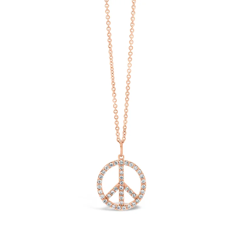 Women’s gemstone necklaces-Diamond Peace Sign Pendant